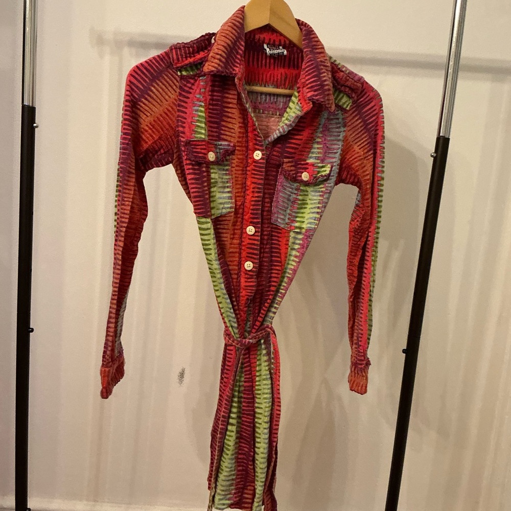 Colorful Striped Button-Up Dress